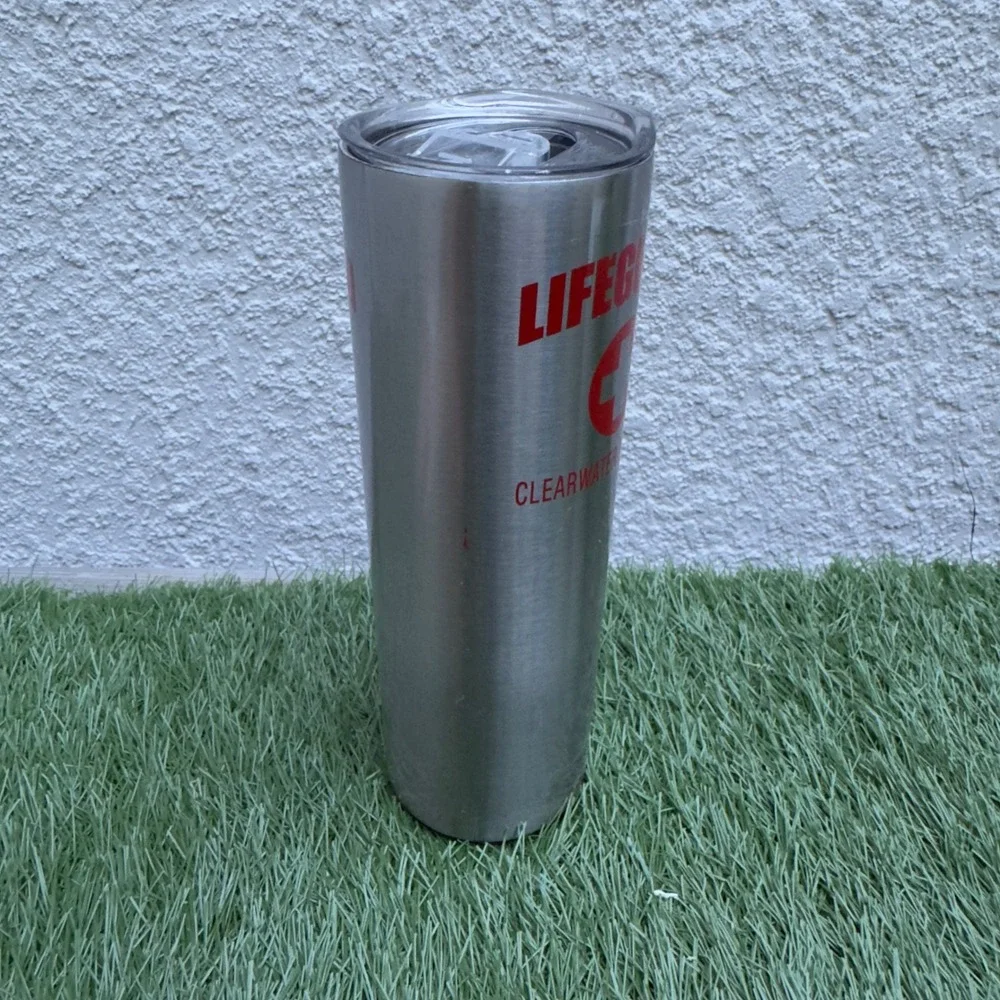Freez Lifeguard Tumbler Clearwater Beach FL Stainless Steel Insulated Cup Silver